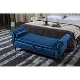 Window Stool Fireplace Bench with Safety Hinges, Upholstered Flap Storage Bench, Footrest Bench with One Pillow