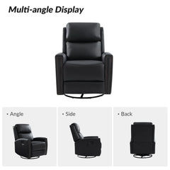 Fiacro 30.31"Wide Mid-Century Modern Genuine Leather Wingback Swivel Rocker Recliner with Nailhead Trims, Set of 2