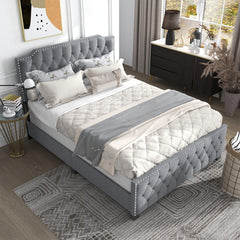 Furniture of America Galavant Modern Tufted Fabric Panel Bed