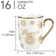 Certified International Christmas Glitter 16 oz. Gold Mugs, Set of 4