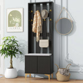 Modern Luxury 4-in-1 Hall Tree with Cushion and 8 Gold Hooks