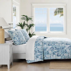 Tommy Bahama Aubrey Botanical Lightweight Reversible Cotton Quilt (Blue, 3 Piece Set)