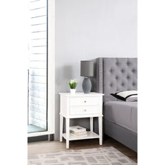 Modern 22-in Metal Hand Holder 2-Drawer Wood Nightstand with Shelf