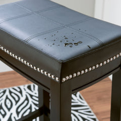 Linon Willamette Backless Barstool with Faux Leather Seat (Set of 2)