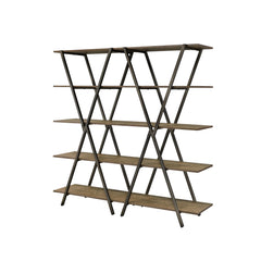 Leighton Industrial Oak and Gun Metal 5-Shelf Bookcase by Furniture of America