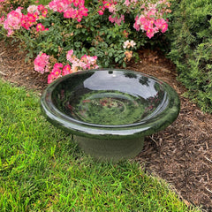 7.5"H Fiber Clay Low Profile Base Birdbaths, 19"D x 7.5"H, 6.5 lbs.
