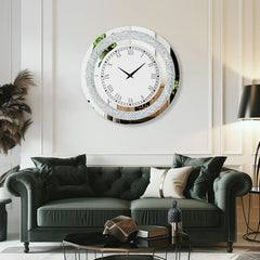 Round Mirror Clock Tinted Crushed Diamond Mirrored Wall Clock - 24"x1.8"x24"