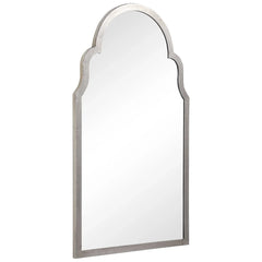 Sleek Elongated Quatrefoil Frame Mirror, Silver