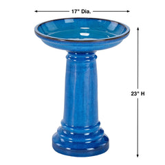 Aviatra Ceramic Traditional Birdbath- Blue