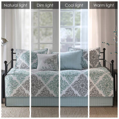 Madison Park Claire Aqua Printed 6-piece Day Bed Cover Set