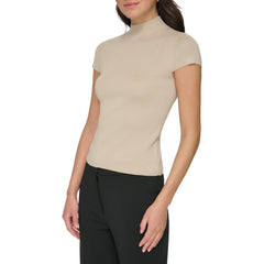 DKNY Cap Sleeve Mock Neck Knit Top