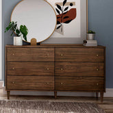 Grain Wood Furniture Mid Century 6-Drawer Dresser