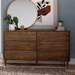 Grain Wood Furniture Mid Century 6-Drawer Dresser