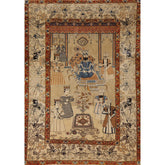 Pre-1900 Antique Vegetable Dye Kashan Mohtasham Persian Rug - 4'9"x 6'10"