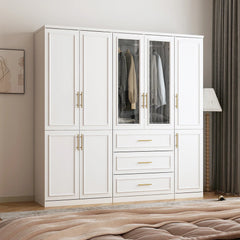 74.8"H Large Modular Wardrobe Cloest Armoire Cabinet Glass Door