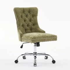 GDFStudio - Modern Chenille Tufted Upholstered Office Chair with Chrome Metal Base with Nailhead Trim and High-Rebound Cushion