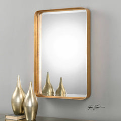 Antique Beveled Rectangular Wall Mirror - 30" - Gold