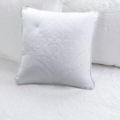 Cozy Line Solid White Chic Brocade Matelasse Medallion Floral 6 Piece Microfiber Daybed Quilt Bedding Set