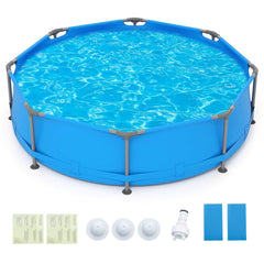 Costway 1158 Gal Outdoor Family Swimming Pool with Metal Frame - See Details