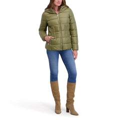 Kensie Quilted Hooded Short Puffer Jacket