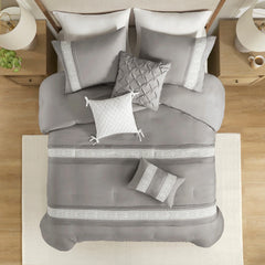 Madison Park Lacey 7 Piece Lace Trim Comforter Set with Throw Pillows