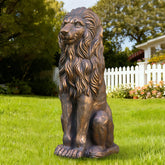Glitzhome 36.25"H Oversized MGO Bronze/White/Black Guardian Sitting Lion Garden Statue