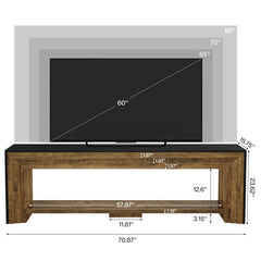 Long TV Stand for TVs, Wooden Entertainment Center with Storage Shelves, Low Media Console for Living Room, Bedroom