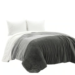 Lush Decor Farmhouse Color Block Ultra Soft Faux Fur All Season Kids Comforter Set