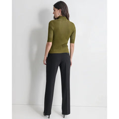 DKNY Mock Neck Ribbed Knit Top