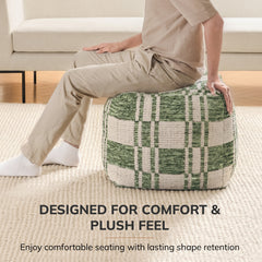 Jani 20-inch Ottoman Pouf - Handcrafted Handmade Ottoman for Seating, Footrest, Home Decor for Living Room, Bedroom