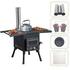 Wood Burning Stove With Chimney For Camping Hiking Picnic For Roasted Sweet Potato
