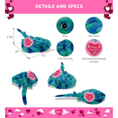 DolliBu Happy Mother’s Day Super Soft Plush Blue Tie-Dye Stingray - 20 inches