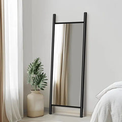 Ladder-Style Arched Solid Wood Framed Full Length Leaning Mirror