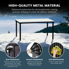 Frond and Form 59 Inch By 35.4 Inch Outdoor Steel Rectangular Dining Table