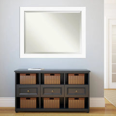 Beveled Bathroom Wall Mirror - Cabinet White Frame