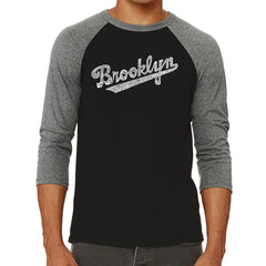LA Pop Art Men's Raglan Baseball Word Art T-shirt - New Brooklyn