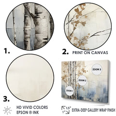 Designart "Blue And White Forest Winter Harmony" Forest Framed Wall Art Living Room