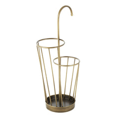 Metal Geometric 2 Section Umbrella Stand with Umbrella Shaped Handle - Gold or Black - Roche River Decor