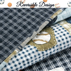 Taylor & Olive Blue Patchwork Sports Quilt Bedding Set