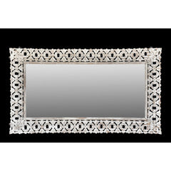 Hand Carved White Wooden Mirror - 81