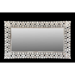 Hand Carved White Wooden Mirror - 81