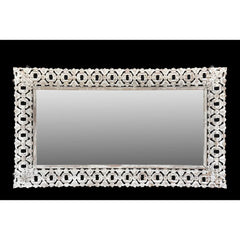 Hand Carved White Wooden Mirror - 81
