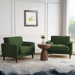 Modern Upholstered Corduroy Accent Chair With Arms Pillows