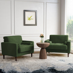 Modern Upholstered Corduroy Accent Chair With Arms Pillows