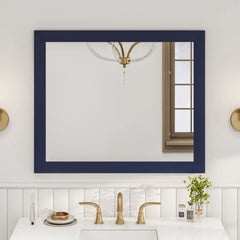 Eviva Acclaim 36" x 30" Rectangular Blue Wooden Framed Mirror - 36X30