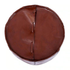 Handmade Spanish Elegance Tooled Leather Ottoman Pouf (Peru)