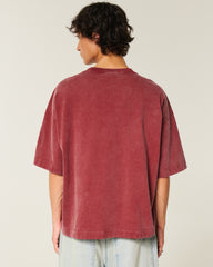 Heavyweight Baggy Crop Varsity Graphic Football Tee-washed burgundy