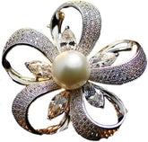 2-in-1 Pearl Brooch & Scarf Clip Set – Elegant Rhinestone Flower/Wreath Pins for Women, Multiuse Fashion Accessory for Coats, Dresses, Scarves