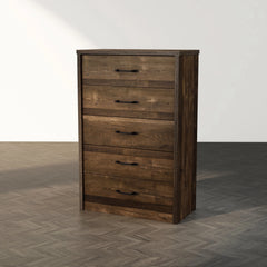 Greer Rustic Walnut and Black Bar 5-Drawer Chest by Furniture of America