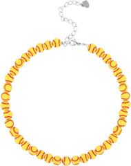 Baseball Necklace Softball 8 Ball Necklace Cool Sports Enthusiasts Jewelry Gift Acrylic Beaded Choker Necklace for Women Men